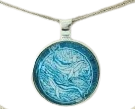 C127 Whales in Circle Pendant on Blue, 25mm – ChelleC Designs