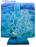 C178 Can Cooler Turtle Flowers Half Shell