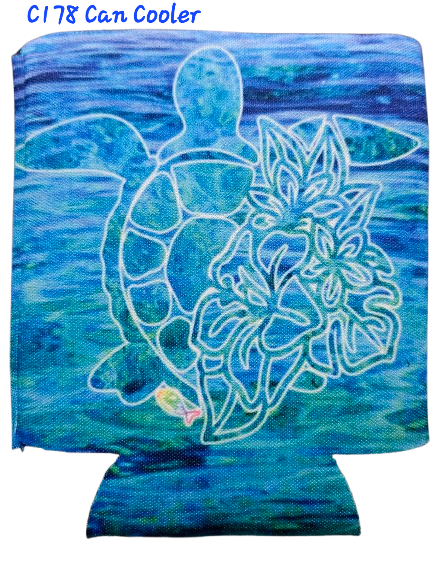 C178 Can Cooler Turtle Flowers Half Shell