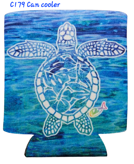 C179 Can Cooler Turtle Hibiscus Filigree