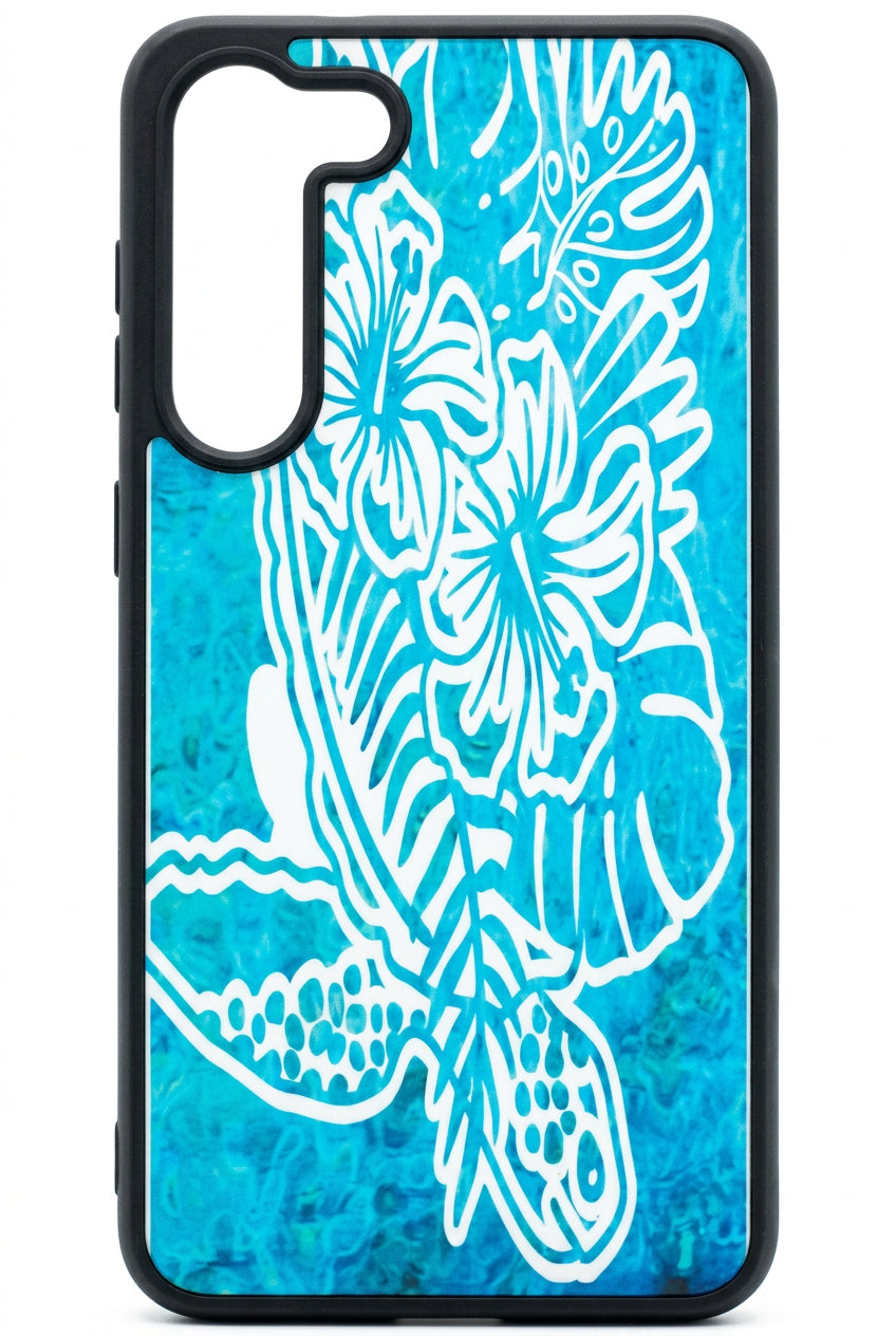 C208 Phone Cover Samsung S23+ - Turtle Filigree Flowers on Shell
