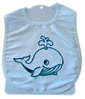 C281 Large Sateen Baby Bib - Whale Baby Spurting