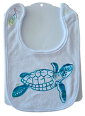 C282 Small Terry Baby Bib - Turtle Baby Swimming