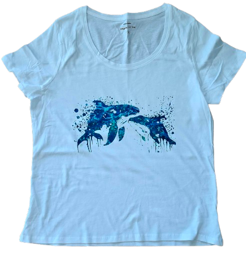 Adult Tee – C296 ChelleC Designs - Whales Water Drip