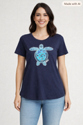 Adult Tee – C298 ChelleC Designs - Turtle Hibiscus Filigree