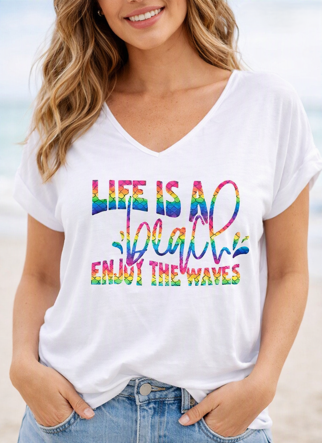 Adult Tee –C305  ChelleC Designs - Life Is A Beach