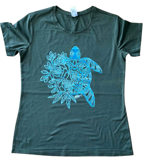 Adult Tee – C313 ChelleC Designs - Turtle Flowers Filigree