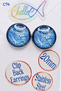 C74 Whales in Circle Clip-Back Earrings, 20mm – ChelleC Designs