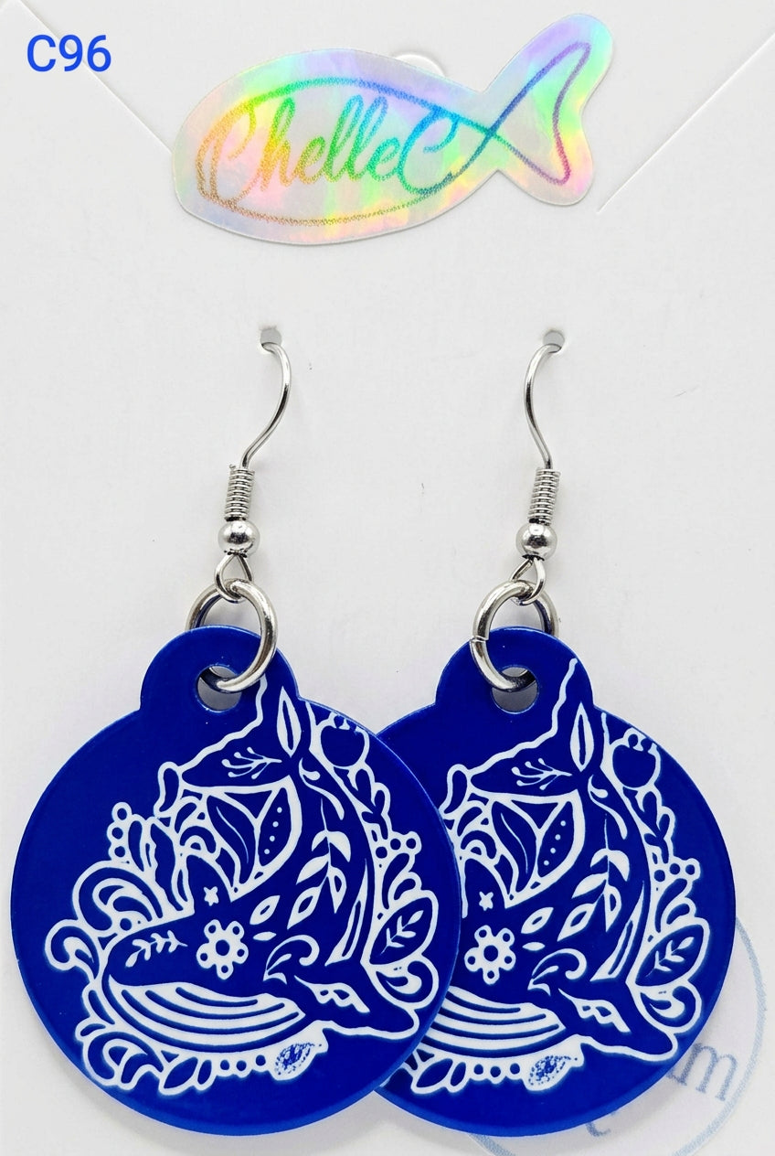C96 Whale in Waves Aluminium Earrings – ChelleC Designs