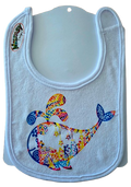 M423 Small Baby Bib - Whale Filigree Spurting on Queen Bee