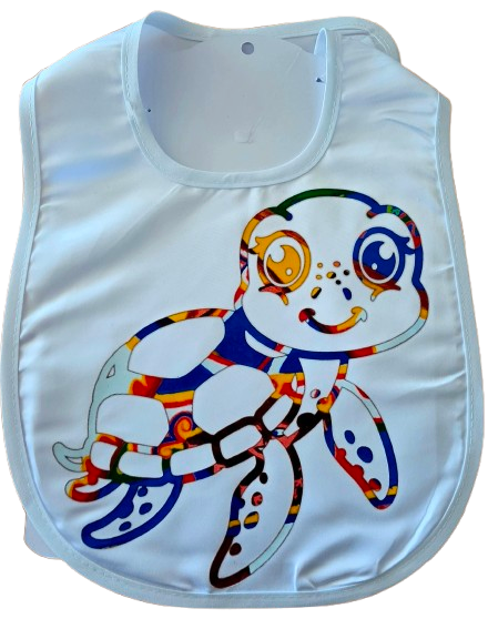 M425 Large Sateen Baby Bib - Turtle Baby Cute on Cannibal