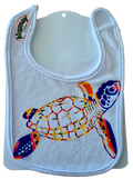 M426 Small Baby Bib - Turtle Baby Swimming on Queen Bee