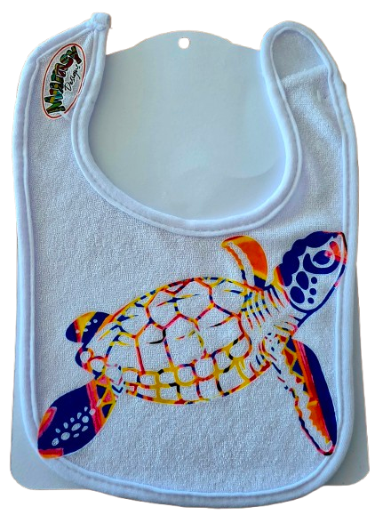 M426 Small Baby Bib - Turtle Baby Swimming on Queen Bee